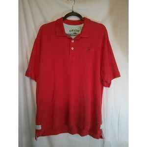 Vintage Orvis Orange Heavyweight Polo Shirt Mens Casual Short Sleeve Collared L